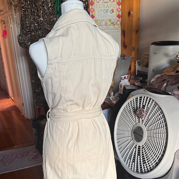 MICHAEL Michael Kors Cream Button-Front Midi Denim Shirt Dress Small NWOT - Picture 4 of 5